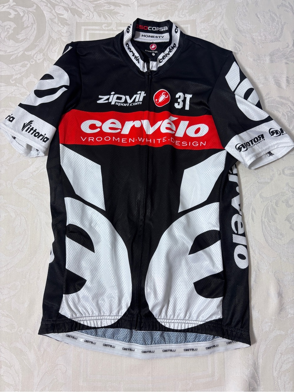 Men’s Black, White & Red Cycling Jersey by Caster